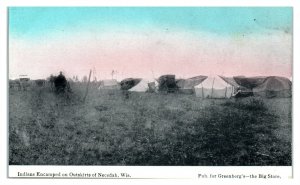 Early 1900s Indians Encamped on Outskirts of Necedah, WI Postcard *6E(2)10