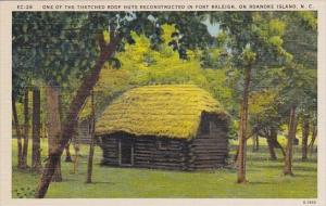 One Of The Thatched Roof Huts Reconstructed In Fort Raleigh on Roanoke Island...