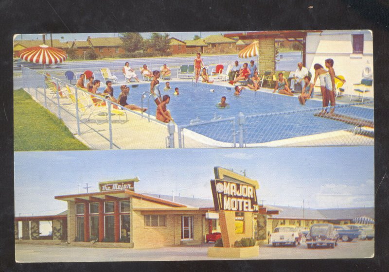 OKLAHOMA CITY OKLAHOMA THE MAJOR MOTEL ROUTE 66 OLD CARS VINTAGE POSTCARD 