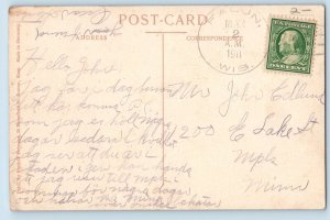 DPO (1894- 1920) Falun Wisconsin WI Postcard Birds Eye View Aredalen Sweden 1911