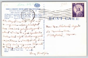 Tulsa OK~Town & Country Motor Hotel & Restaurant~3 Views~Pool~1958 Postcard