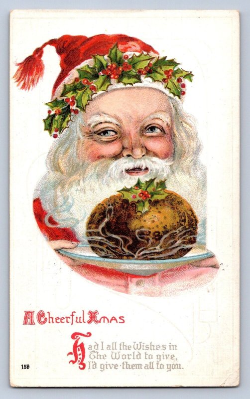 J99/ Santa Claus Christmas Postcard c1910 Bread Holly 393