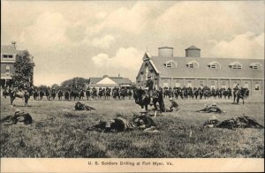 Fort Myer Virginia VA U.S. Soldiers and Horses Drilling c1910 Vintage Postcard