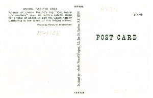 Union Pacific 6934, pair Centennial Locomotives with cabless Geep