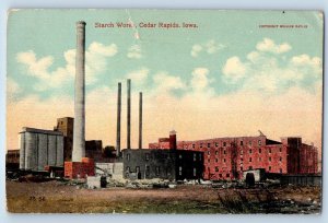 1910 Cedar Rapids Iowa Vintage Postcard Starch Works Factory Building Unposted