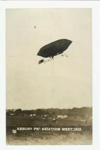 Asbury Park NEW JERSEY RPPC '10 AVIATION MEET Zeppelin AIRSHIP Balloon Airplane