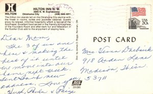 Vintage Postcard View of Hilton Inn North West Expressway Oklahoma City OK