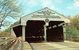 VINTAGE POSTCARD COVERED BRIDGE AT PHILIPPI WEST VIRGINA FIRST CIVIL WAR BATTLE