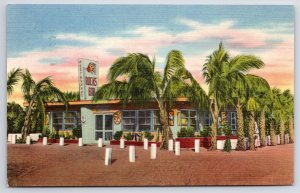 Largo Florida~Indian Rocks Restaurant in Palms~Capt J Urga~ART DECO 1952 Linen