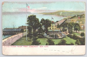 Claremont New York~Air View Hudson River From City~Vintage Postcard