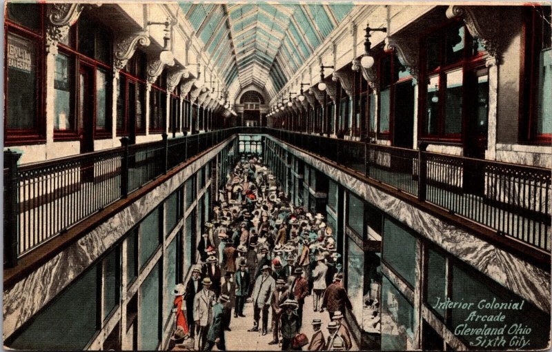 Postcard Interior Colonial Arcade in Cleveland, Ohio