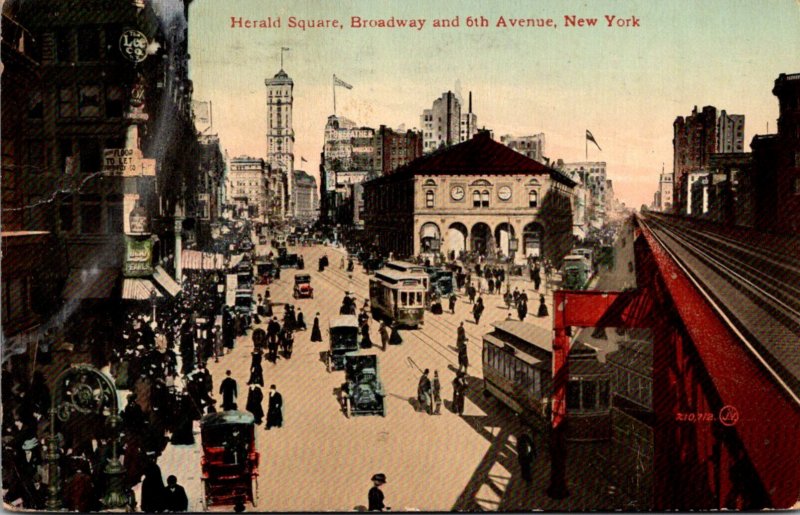 New York City Trolleys At Herald Square Broadway and 6th Avenue 1912