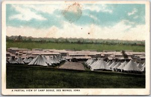 A Partial View Of Camp Dodge Des Moines Iowa IA Tents Postcard