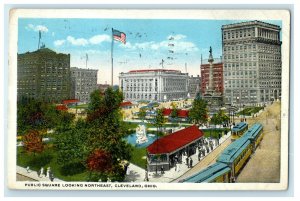 1923 Public Square Looking Northeast Cleveland Ohio Vintage Cancel Postcard