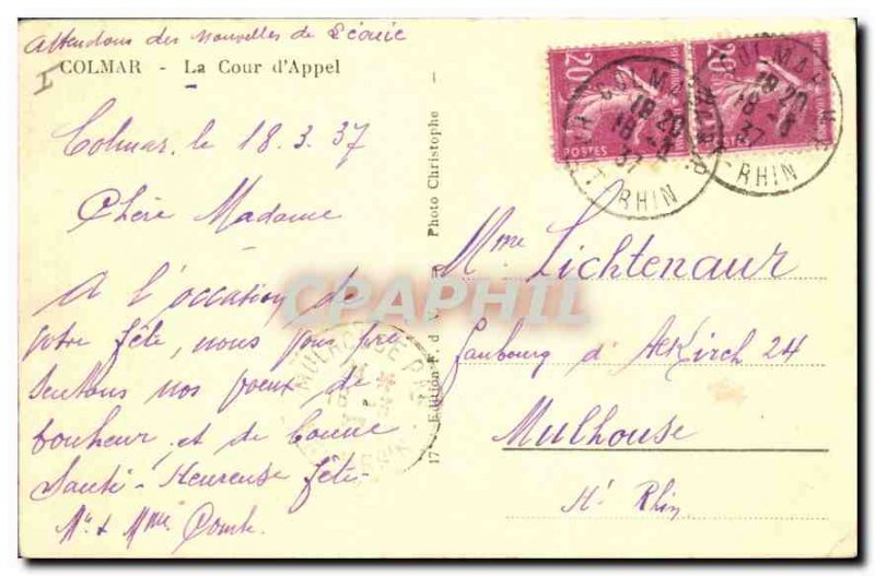 Old Postcard Colmar Court of Appeal