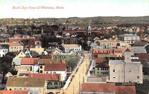 Whitman MA Bird's Eye View Street View Postcard