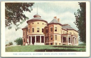 SLIPPERY ROCK PA STATE NORMAL SCHOOL GYMNASIUM 1910 ANTIQUE POSTCARD CORK CANCEL