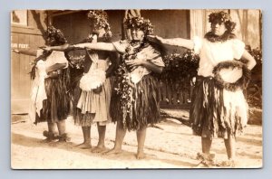 RPPC MEN DANCER'S CEREMONY HAWAII REAL PHOTO POSTCARD 1918