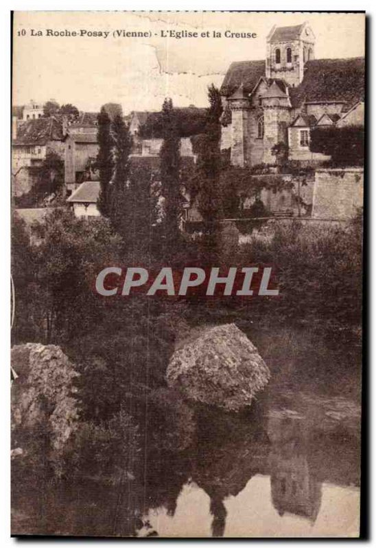 Old Postcard The rock posay (come) the church and the hollow