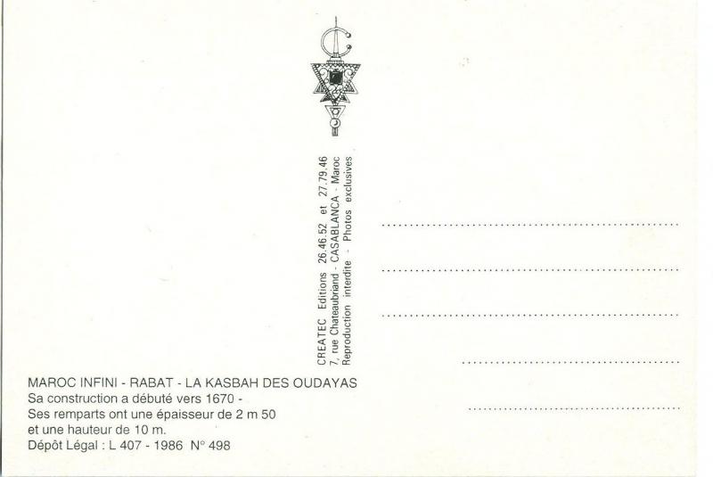 Morocco, Maroc, Rabat, Le Kasbah des Oudayas, unused Postcard