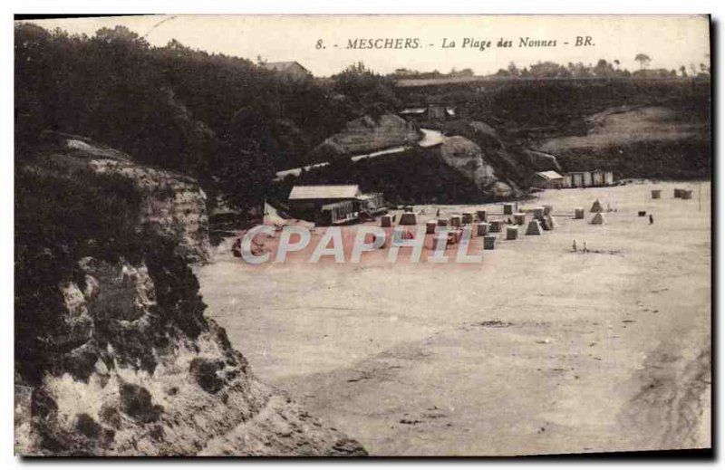 Old Postcard Meschers The Beach Nuns
