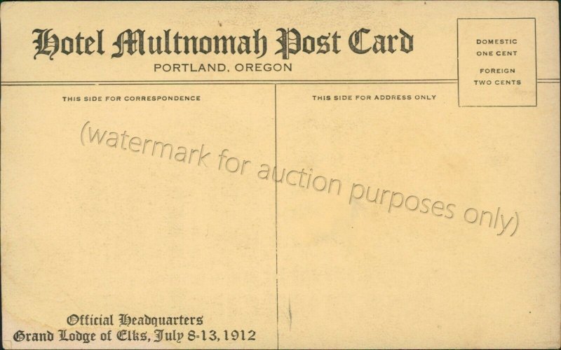 Portland, Oregon - Historic Hotel Multnomah street view - Vintage OR Postcard 