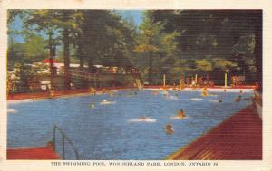 London Ontario Canada 1950 Linen Postcard The Swimming Pool Wonderland Park