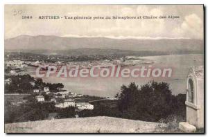 Postcard Old Antibes Vue Generale Taking From Semaphore And Chaine Des Alpes