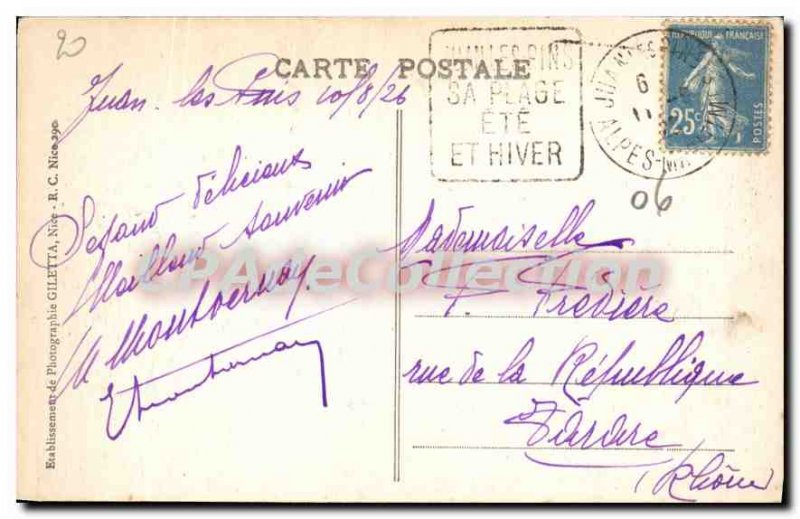 Old Postcard Juan Les Pins The Beach The Bathers