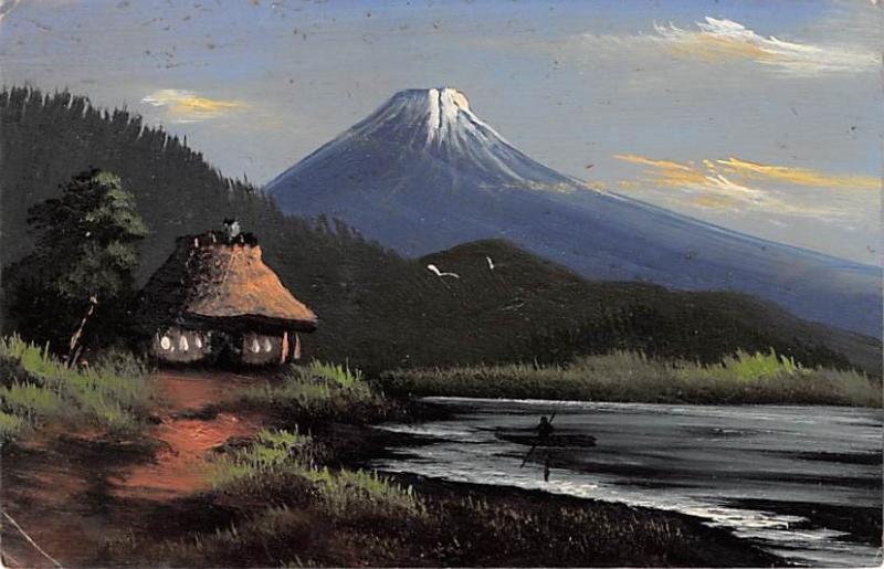 Japan Japanese Old Vintage Antique Post Card Postcard Mt Fuji Writing on back