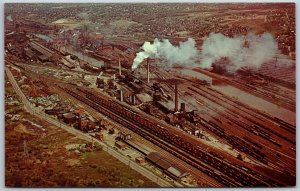 Vtg Youngstown OH Aerial View Koppers Republic Steel Sheet Tube Company Postcard