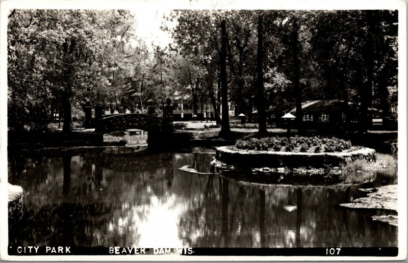 Real Photo Postcard City Park in Beaver Dam, Wisconsin~136619