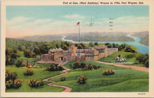 Fort Wayne IN Fort of General Wayne in 1794 Mad Anthony Linen Postcard G39