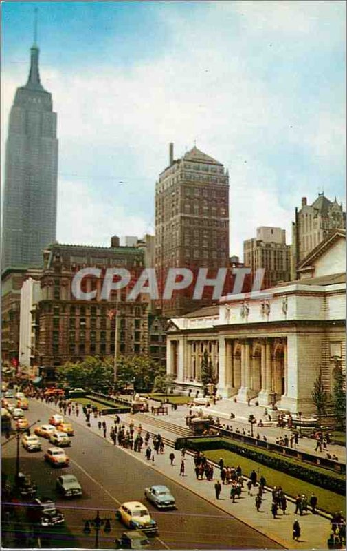 Postcard Modern Public Library 5 th Avenue and 42nd Street New York City