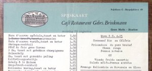 1950s HAARLEM NETHERLANDS CAFE RESTAURANT GEBRS. BRINKMANN MENU Z5588