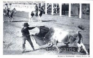 Sam Stewart, Texas Cowboy, Fighting a Brahma Bull, Real Photo Western Cowboy ...