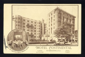 Washington, DC Postcard, Hotel Continental, View Of Capitol Building, 1937!