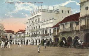 colombia, CARTAGENA, Plaza de Coches, Horse Cart (1910s) Postcard