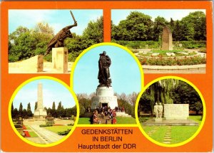 VINTAGE CONTINENTAL SIZE POSTCARD STATUES AND MONUMENTS EAST BERLIN DDR GERMANY