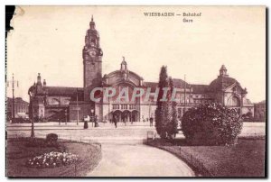 Old Postcard Wiesbaden Bahnof Station