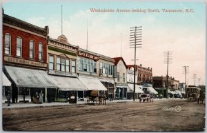 Westminster Avenue Vancouver BC WJ Orr Shoes City Meat Market 1910 Postcard H74