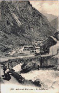 Switzerland Andermatt Goschenen Die Schollenen Vintage Postcard C196