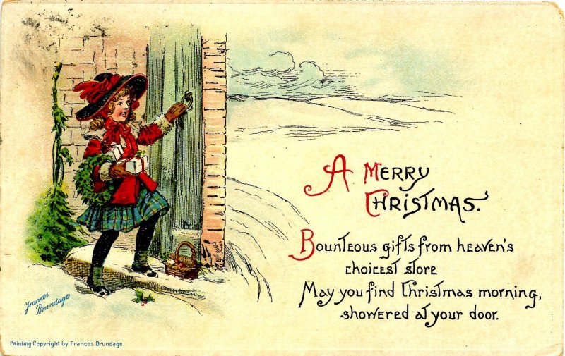 Greeting - Christmas.  Artist: F. Brundage  (Gabriel Series 219)   (soiled)