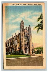 Vintage 1940's Postcard Queen of the Most Holy Rosary Cathedral Toledo Ohio