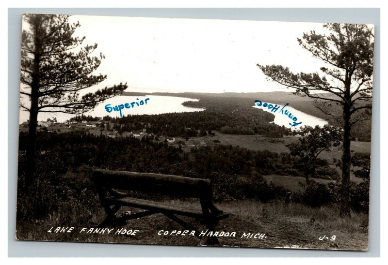 Vintage 1951 RPPC Postcard Lake Fanny Hooe & Superior Copper Harbor Michigan