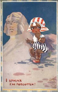 Agnes Richardson TUCK Ancient Egypt Cute Little Girl & Sphinx c1920 Postcard