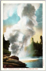 Riverside Geyser Yellowstone Park Wyoming WY Firehole River Postcard