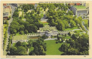 US Unused -Old card -Aerial view of White House and Grounds - Washington DC.