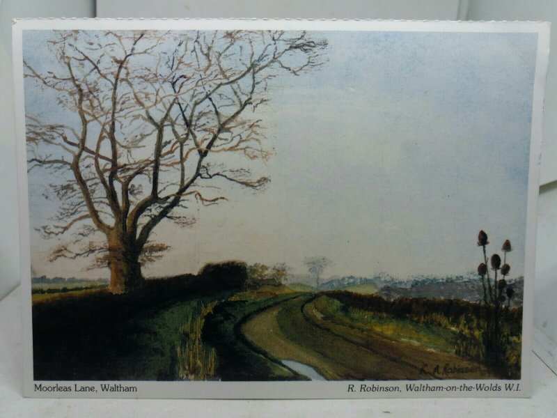 Vintage Postcard Moorleas Lane Waltham on The Wolds painted by R Robinson