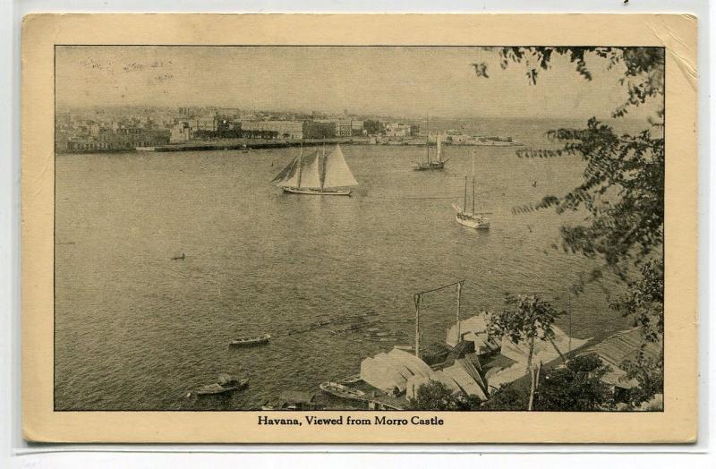 Havana Harbor From Morro Castle Cuba 1927 Hamburg American Line postcard